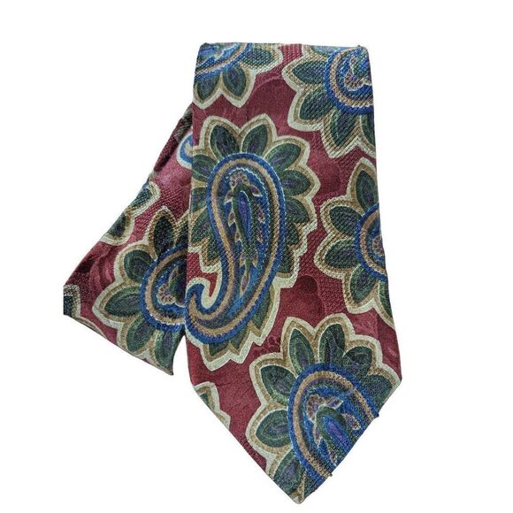 Aquascutum Men's Multicolor Paisley Silk Neck Tie - Picture 3 of 4